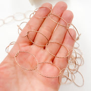 Rose Gold Plated Silver Diamond Cut Oval Chain